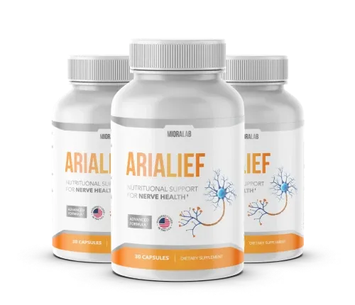 3 bottles of Arialief nerve support supplement
